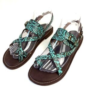 NWOT Patricia Nash Turquoise Tooled Strappy Leather Sandals (6 1/2)